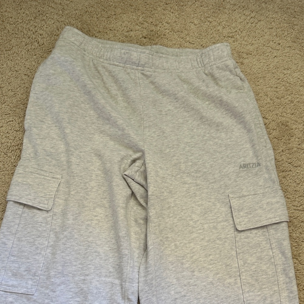 Aritzia Heathered Cloud Grey Terry Fleece Mega Cargo Pants